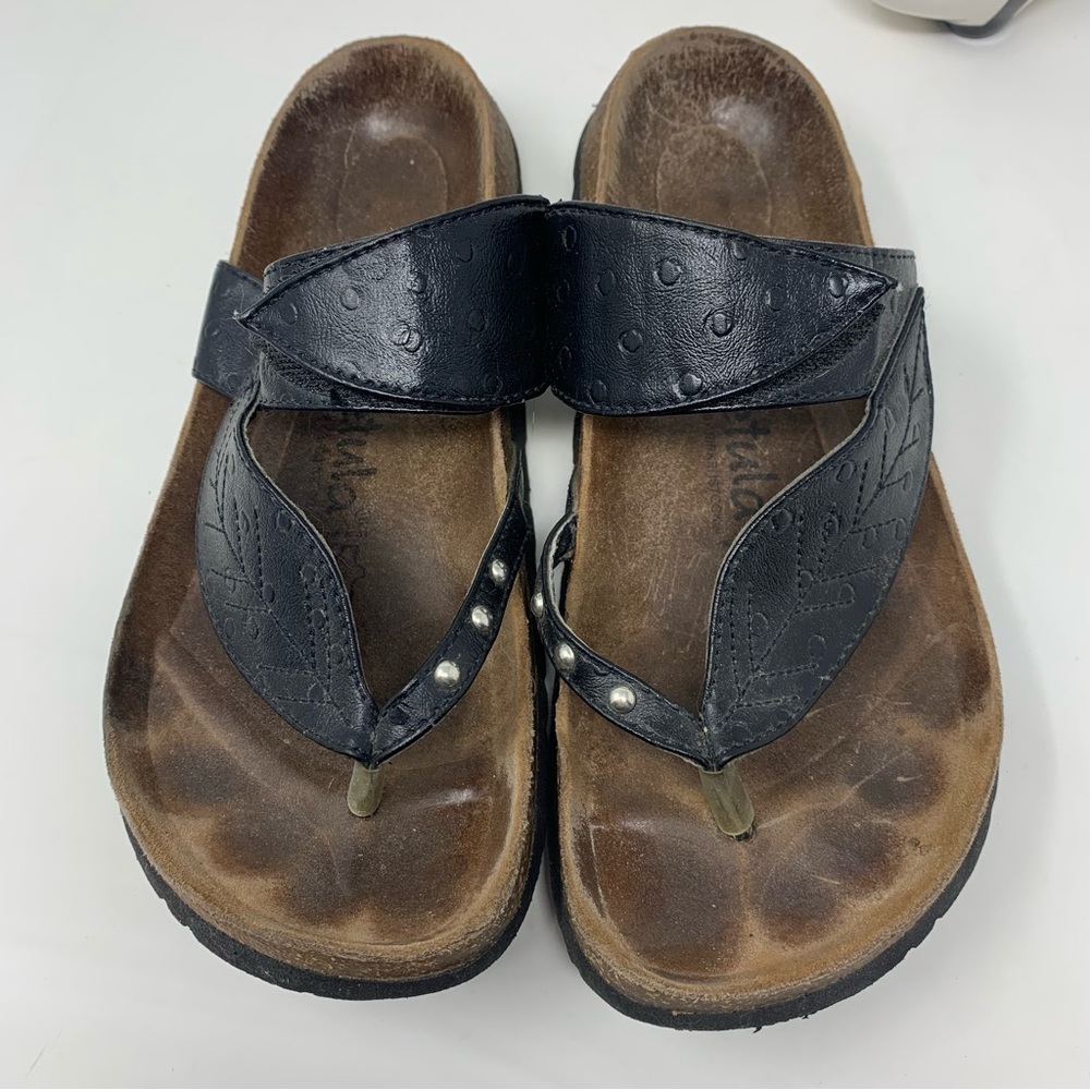 Birkenstock Black Leather Thong Sandals